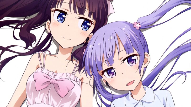 Two Anime Girls — Purple, Calm, Pink Bow