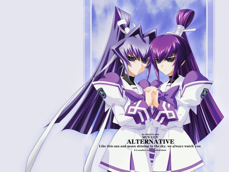 Two Anime Girls — Purple, Calm, Purple Hair