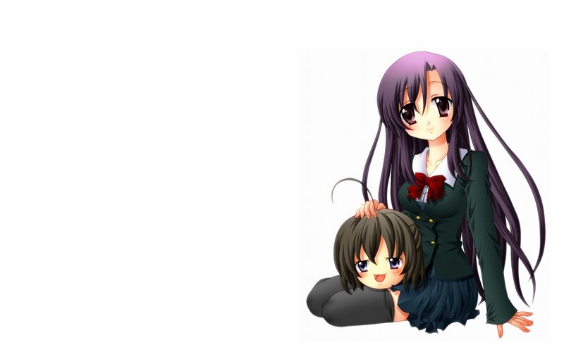Two Anime Girls — Purple, Calm, School Uniform