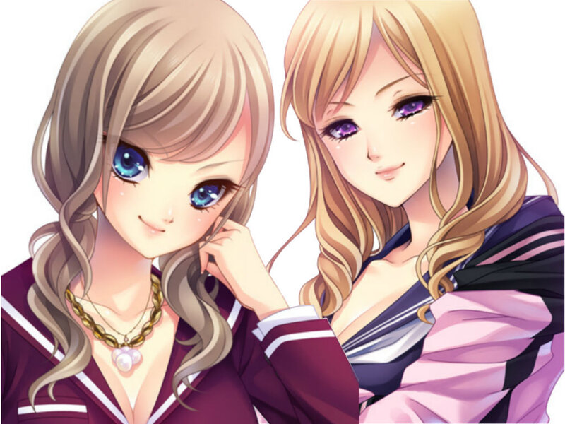 Two Anime Girls — Purple, Calm, School Uniforms