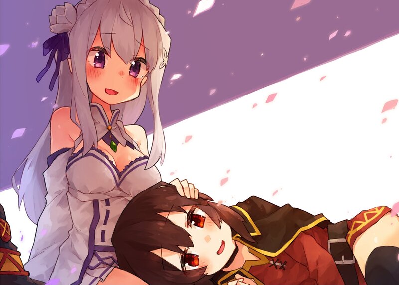 Two Anime Girls — Purple, Calm, Spring, Cherry Blossoms