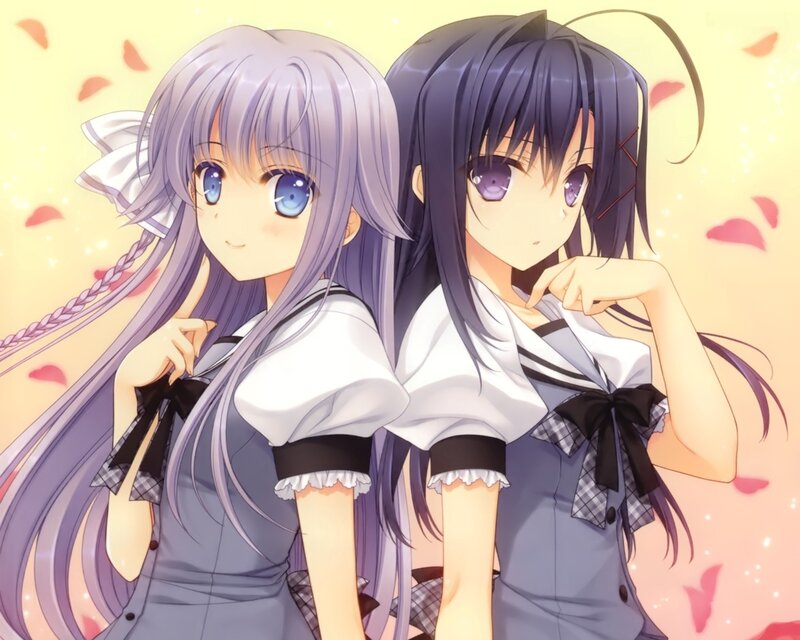 Two Anime Girls — Purple, Calm, Spring