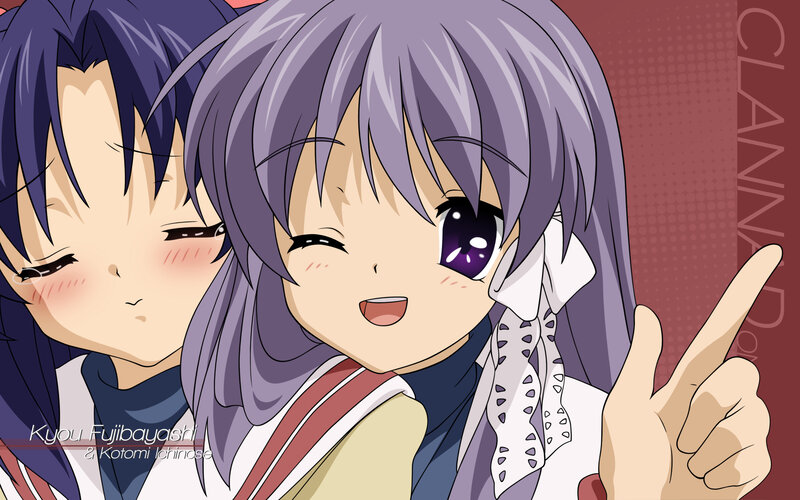 Two Anime Girls — Purple, Cheerful
