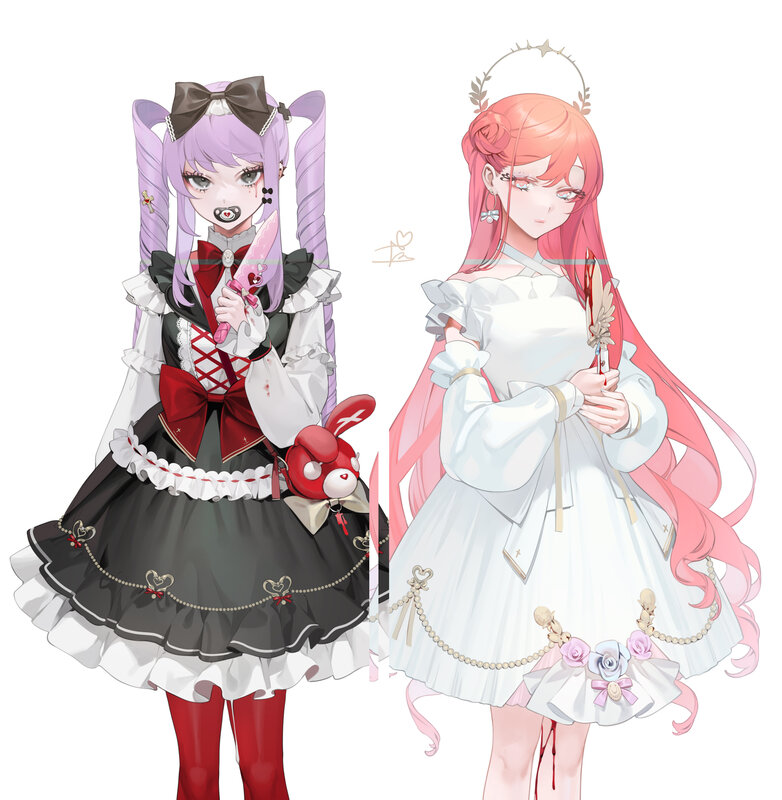 Two Anime Girls — Purple, Dark