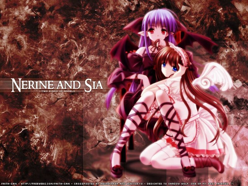 Two Anime Girls — Purple, Dramatic, Angel Wings