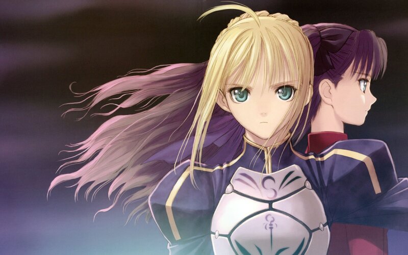 Two Anime Girls — Purple, Dramatic, Armor, Hair