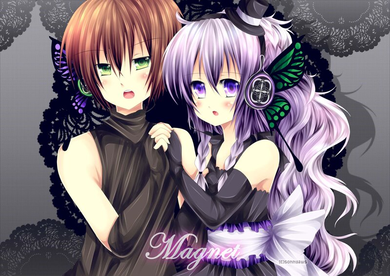 Two Anime Girls — Purple, Dramatic, Butterflies