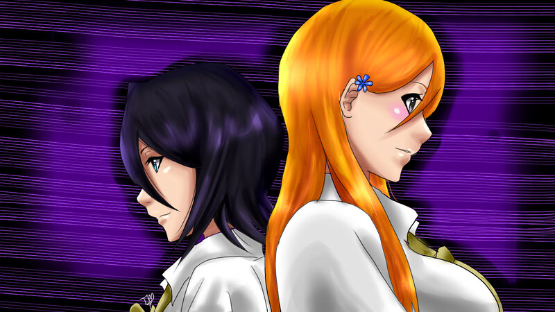 Two Anime Girls — Purple, Dramatic, Long Hair