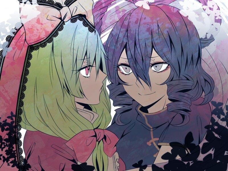 Two Anime Girls — Purple, Dramatic, Manga