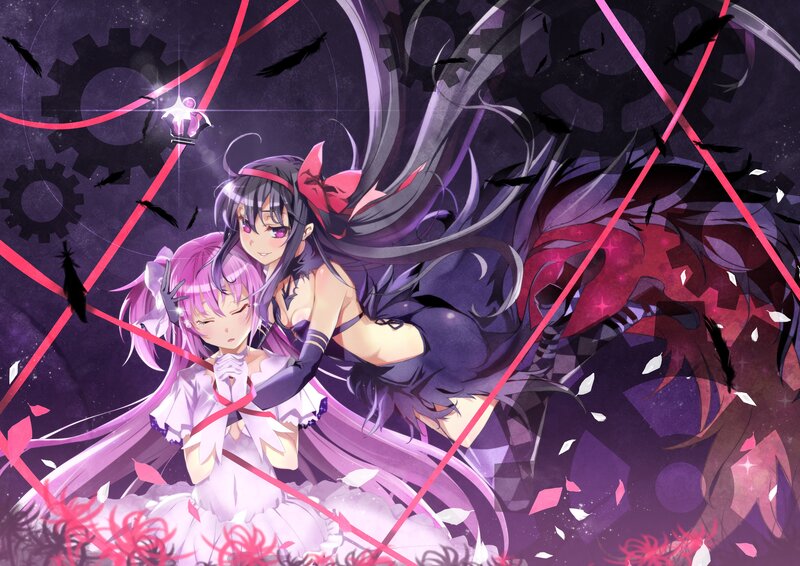 Two Anime Girls — Purple, Dramatic, Night, Gears