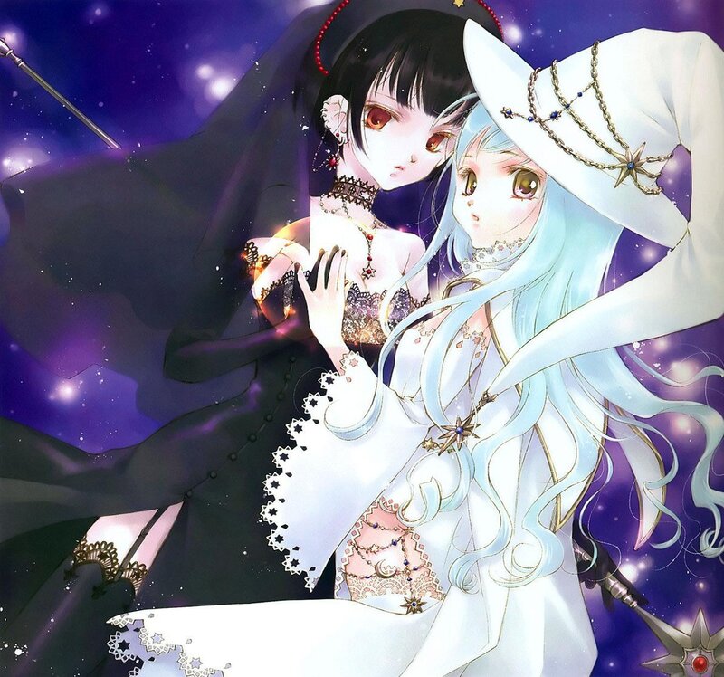 Two Anime Girls — Purple, Dramatic, Night, Manga