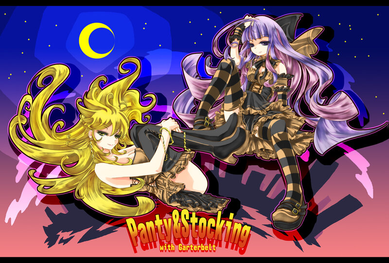 Two Anime Girls — Purple, Dramatic, Night