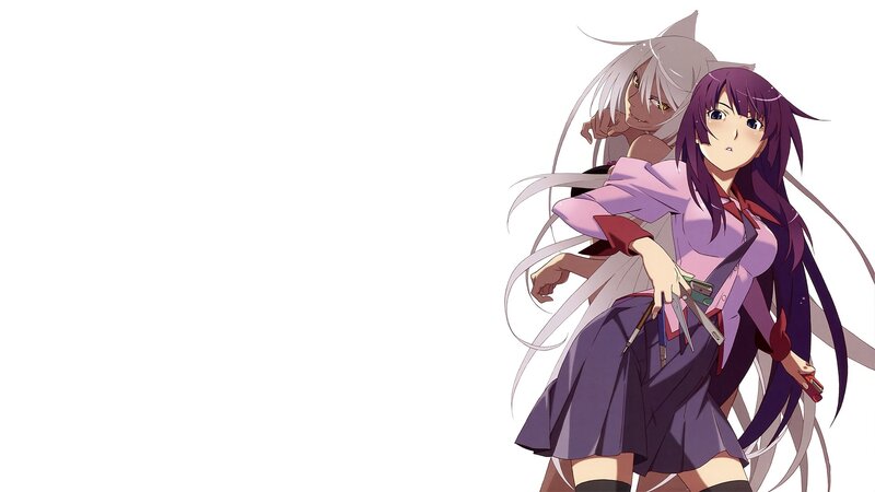 Two Anime Girls — Purple, Dramatic, School Uniform, Cat Ears