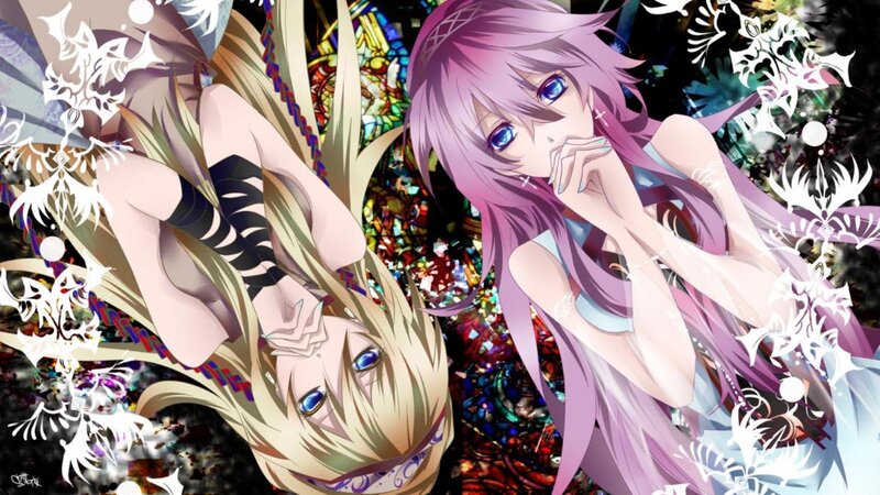 Two Anime Girls — Purple, Dramatic, Snowflakes