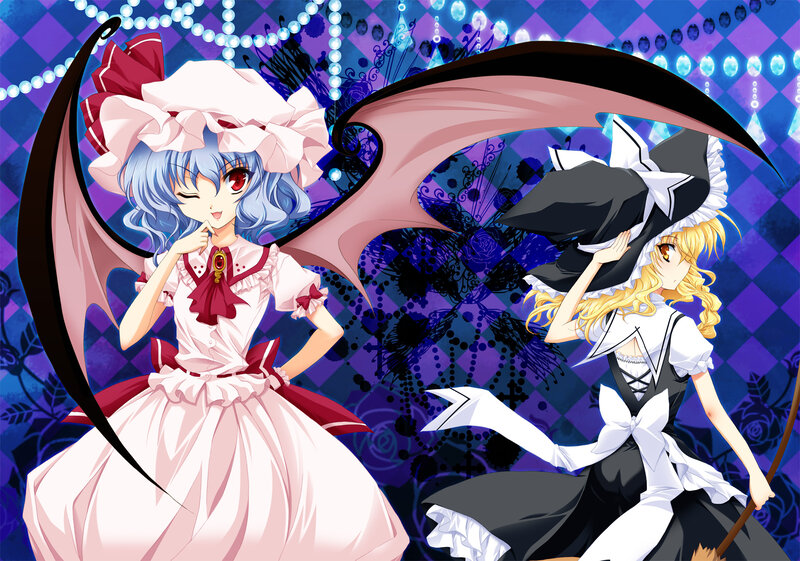 Two Anime Girls — Purple, Dramatic, Wings