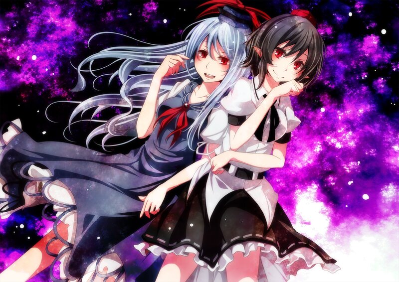 Two Anime Girls — Purple, Dreamy, Galaxy