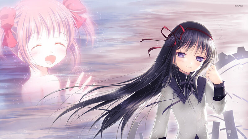 Two Anime Girls — Purple, Dreamy, Long Hair, Bows