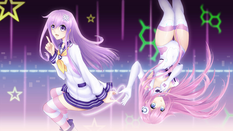 Two Anime Girls — Purple, Dynamic, School Uniform
