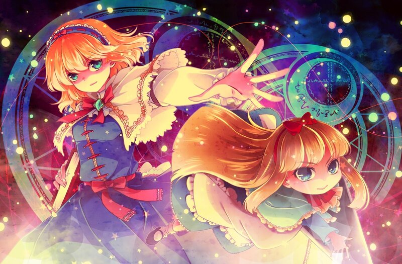 Two Anime Girls — Purple, Magical, Night