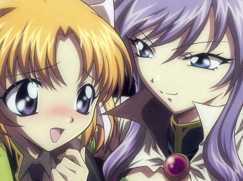 Two Anime Girls — Purple, Playful, Anime Art