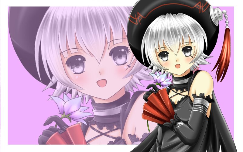 Two Anime Girls — Purple, Playful, Hat