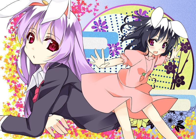 Two Anime Girls — Purple, Playful, Spring