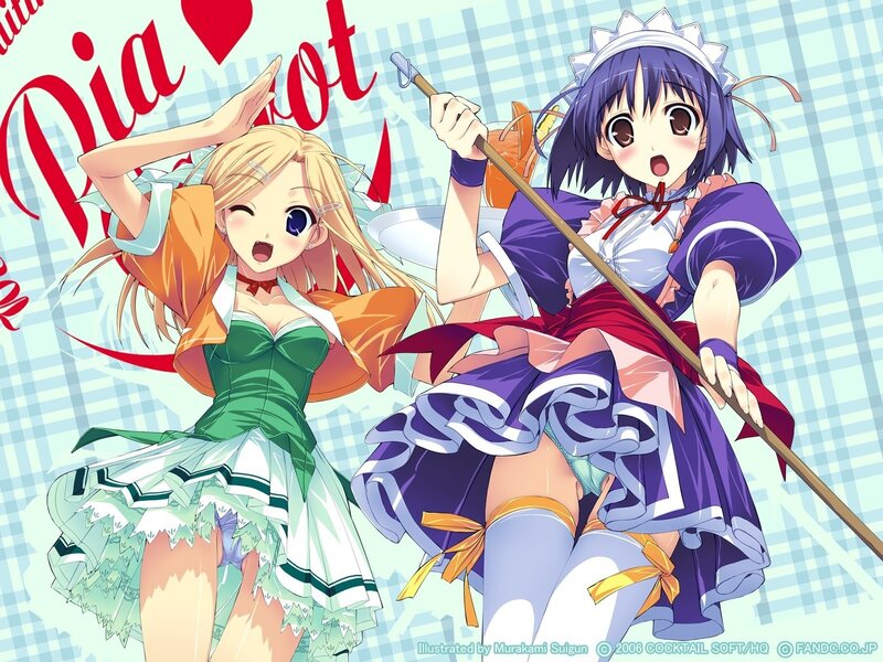 Two Anime Girls — Purple, Playful, Swords, Dresses