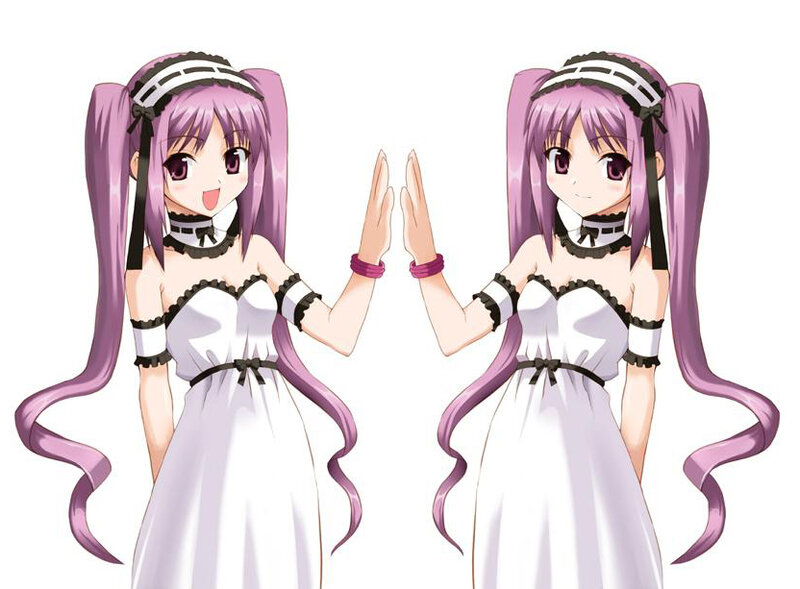Two Anime Girls — Purple, Playful