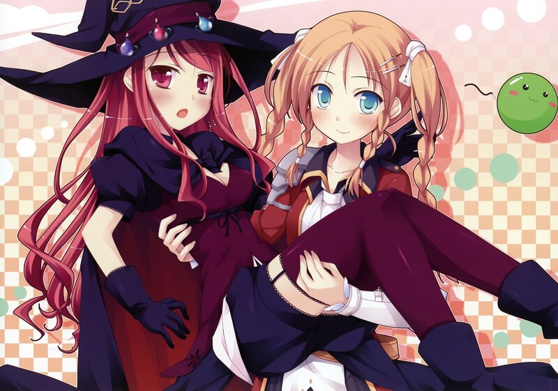 Two Anime Girls — Purple, Playful, Witch Hat