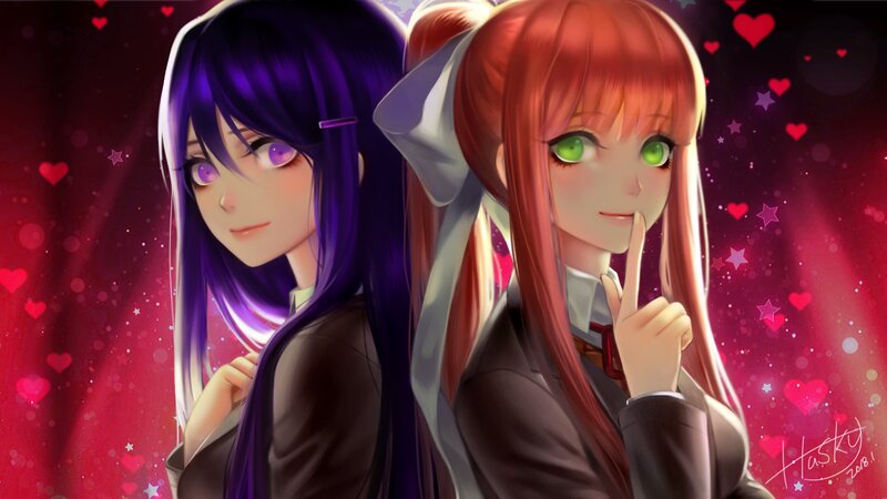 Two Anime Girls — Purple, Romantic