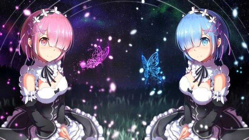 Two Anime Girls — Purple, Serene, Night
