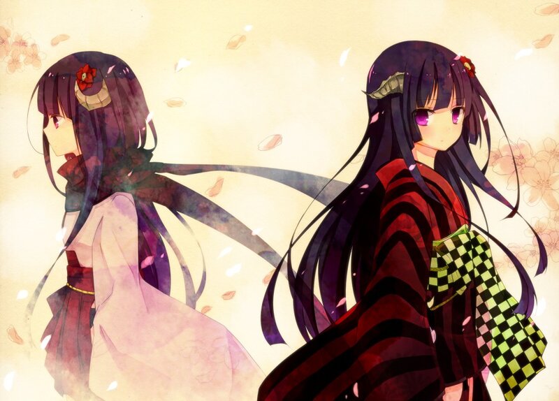Two Anime Girls — Purple, Serene, Spring