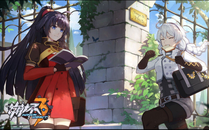 Two Anime Girls Reading — Red