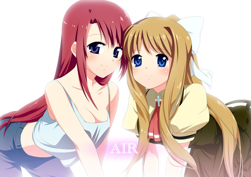 Two Anime Girls — Red, Calm, Blue Eyes