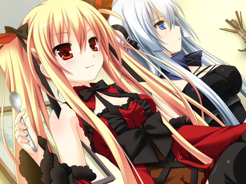 Two Anime Girls — Red, Calm, Spoon