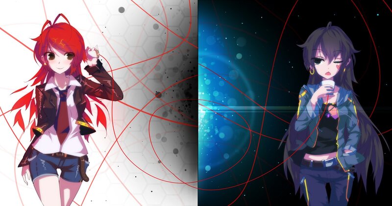 Two Anime Girls — Red, Dramatic, Night, Jackets
