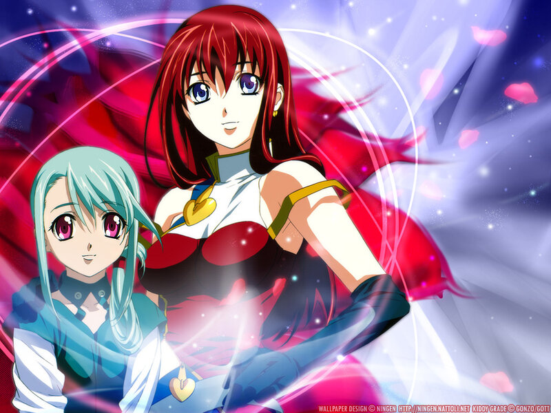 Two Anime Girls — Red, Dramatic, Red Hair, Green Hair