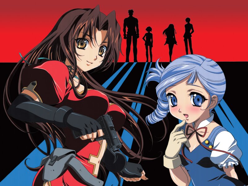 Two Anime Girls — Red, Dramatic, Silhouettes