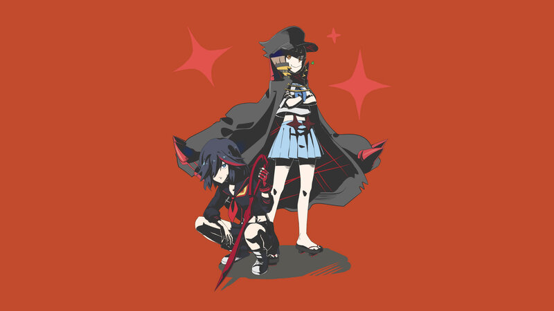 Two Anime Girls — Red, Dramatic, Stars
