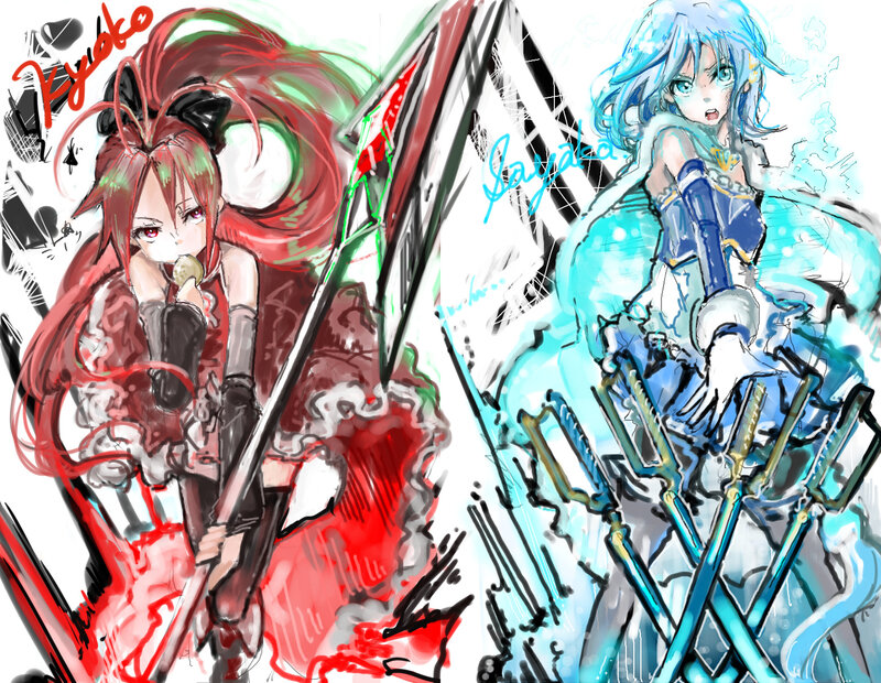 Two Anime Girls — Red, Dynamic