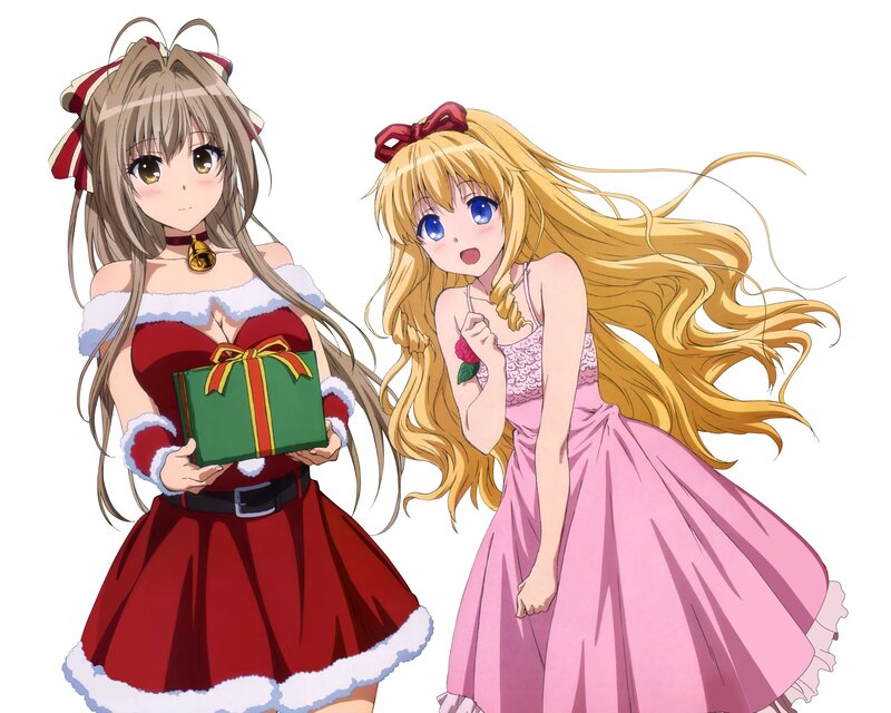 Two Anime Girls — Red, Festive