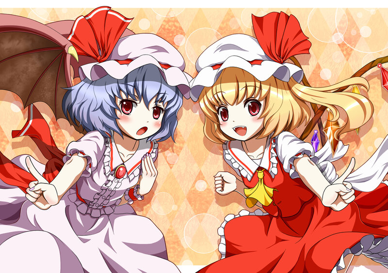 Two Anime Girls — Red, Playful, Dresses