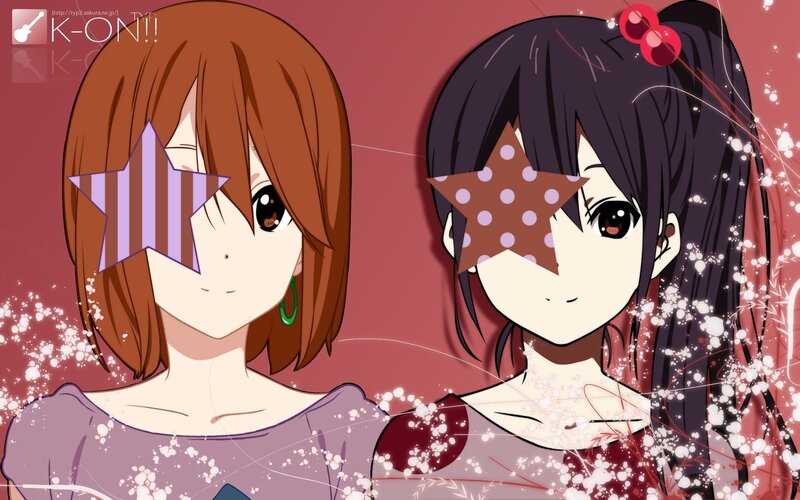 Two Anime Girls — Red, Playful, Stars