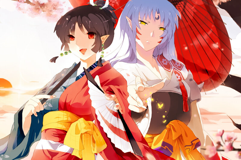 Two Anime Girls — Red, Serene, Spring
