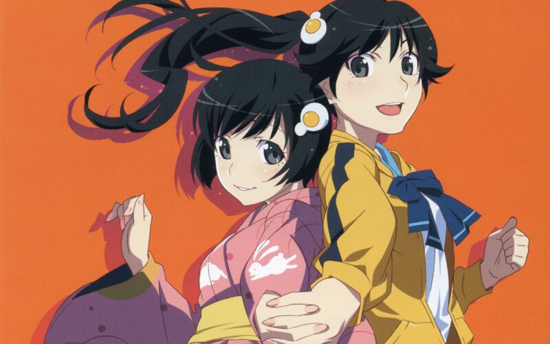 Two Anime Girls Running — Orange, Energetic, School Uniforms