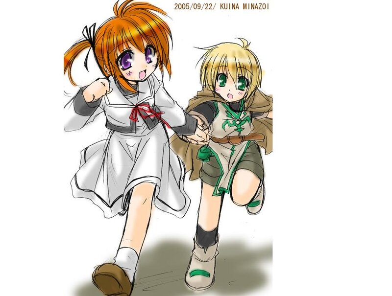 Two Anime Girls Running — Orange, Energetic