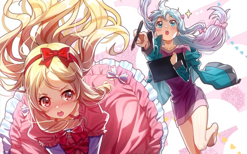 Two Anime Girls Running — Pink, Energetic