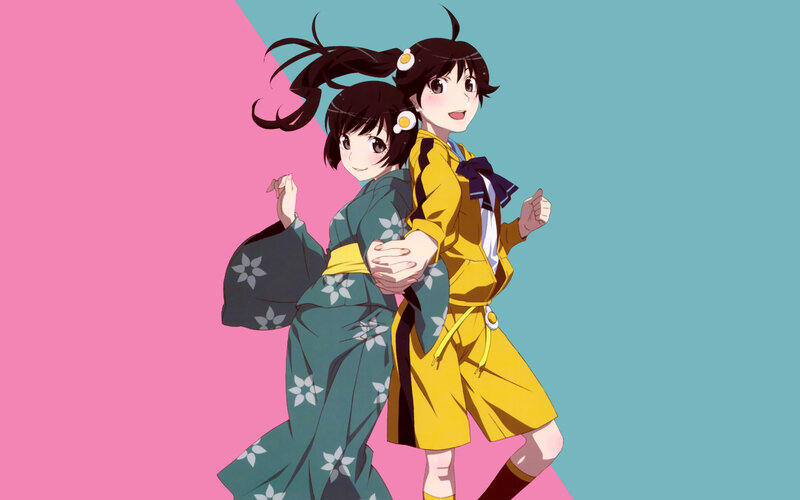 Two Anime Girls Running — Pink, Playful
