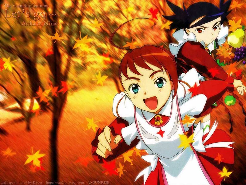 Two Anime Girls Running — Red