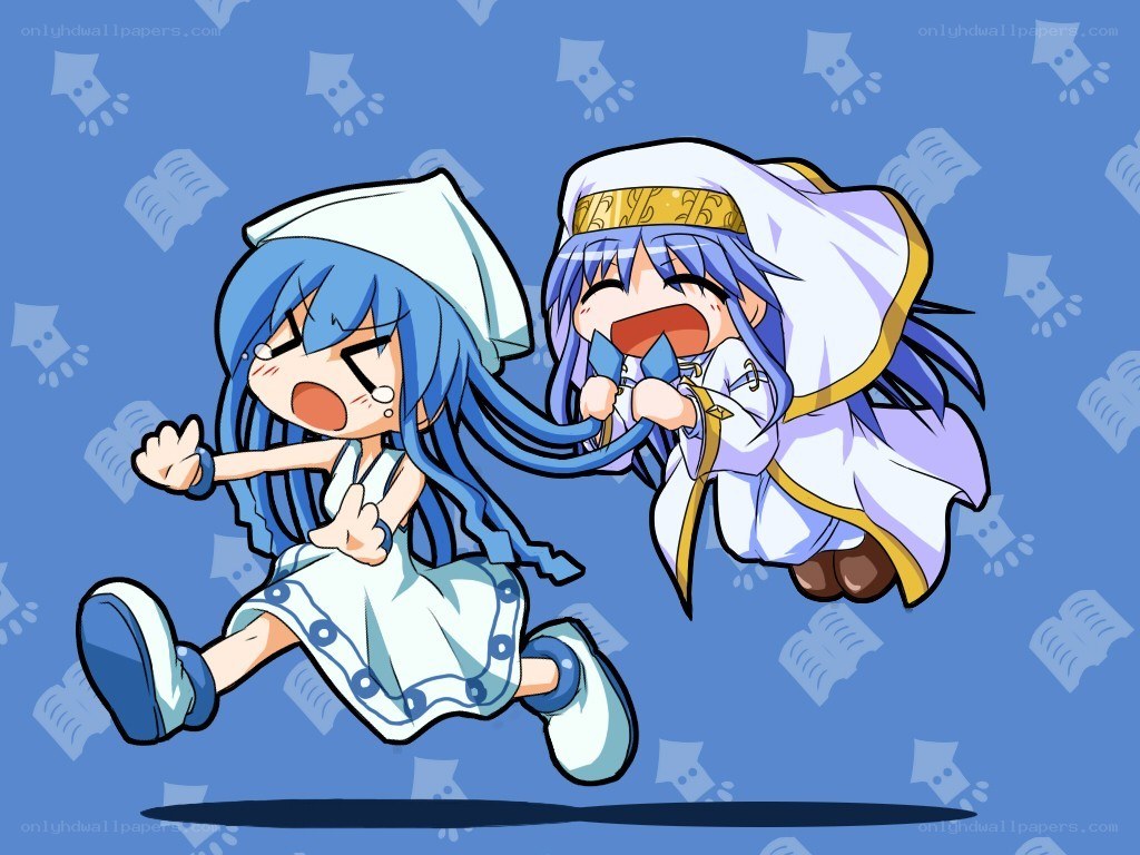 Two anime girls running